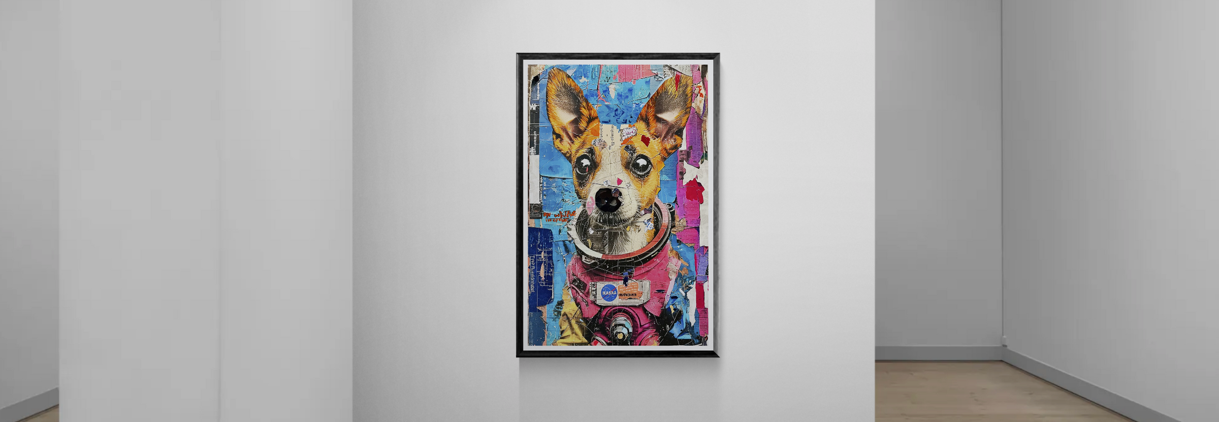 Main image Allein im Orbit – Hommage an Laika Fine Art Archiv-Print nach originaler Collage