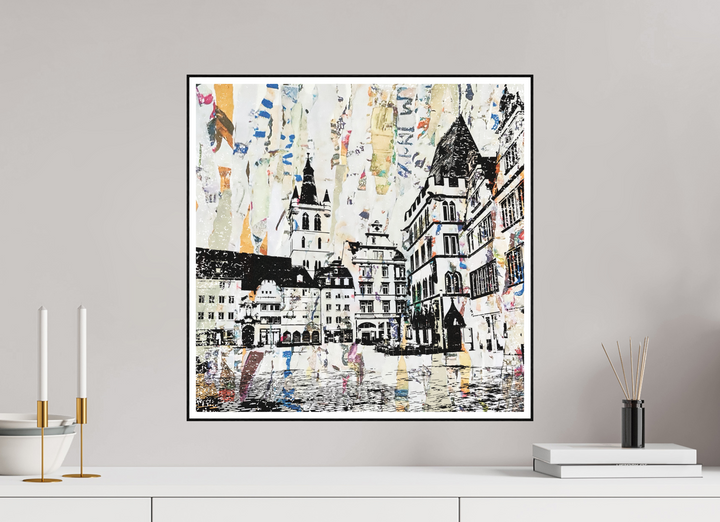 50 x 50 cm, ArtBox Schwarz Trier Hauptmarkt + Collage optimiert für White Wall grösse bis 90x90