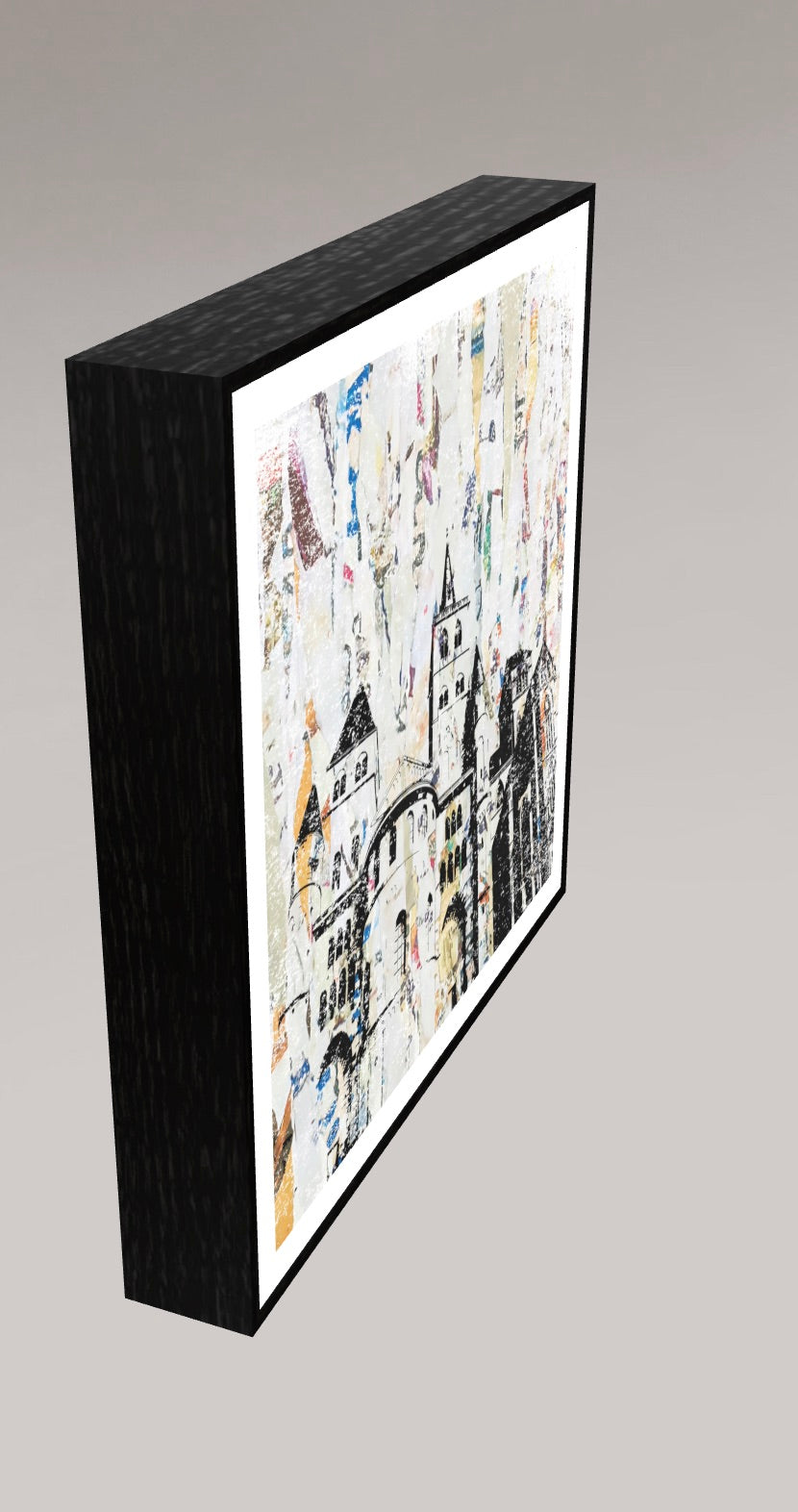 Trier Dom I – Linolschnitt Collage als Fine Art Print | Gerahmt (ArtBox Schwarz)