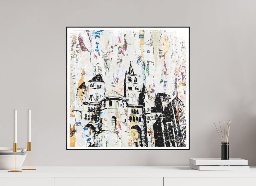 50 x 50 cm, ArtBox Schwarz Trier Dom I + Collage optimiert für White Wall grösse bis 90x90