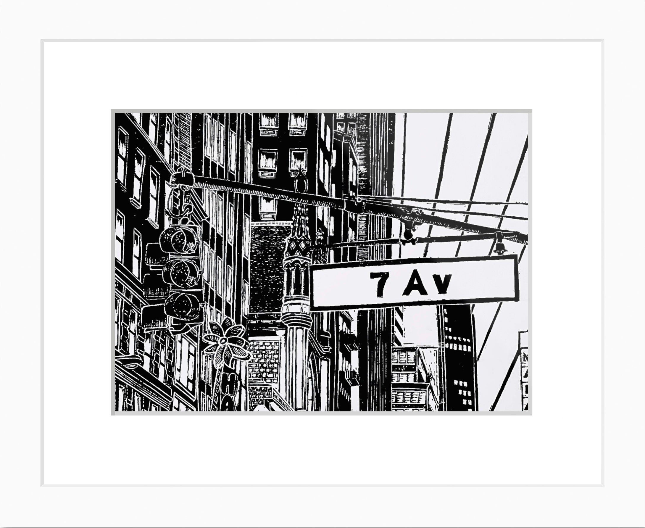 New York City Ausschnitt der 7th Avenue als Original in hochwertiger Druckqualität - ein absolutes Highlight für New York Fans! Schwarzfarbener Druck auf Zerkall hingeschöpftem Papier inkl. Wasserzeichen, vom Künstler signiert und Zertifiziert.