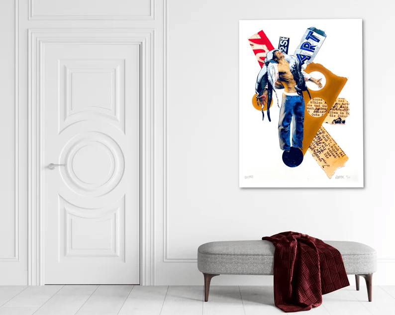 Poster Collage "Oktomen" i hochwertigem Fine Art Print - ein Blickfang für jeden Collage-Fan! Mehrfarbener-Druck vom Original auf weißem Hahnemühle Papier, vom Künstler signiert und Zertifiziert.  in 4 Größen erhältlich