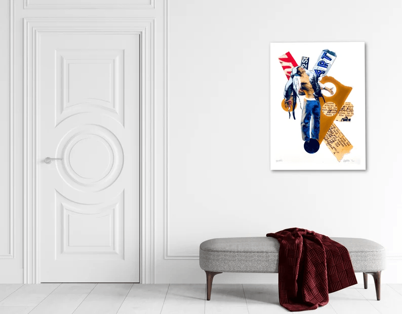 Poster Collage "Oktomen" i hochwertigem Fine Art Print - ein Blickfang für jeden Collage-Fan! Mehrfarbener-Druck vom Original auf weißem Hahnemühle Papier, vom Künstler signiert und Zertifiziert.  in 4 Größen erhältlich