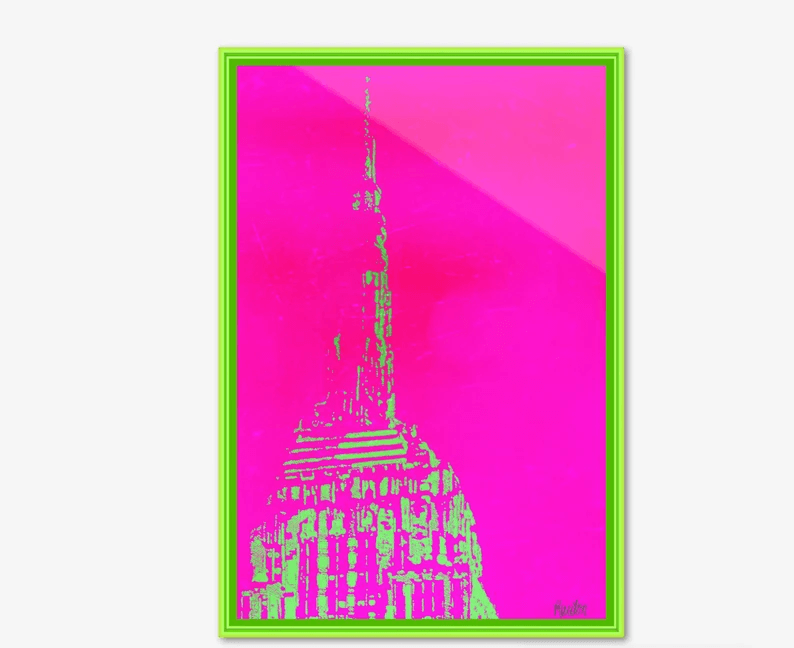 Empire State NY/ Pink/ Trendig neue Popup Rahmen mit Kunst vom Künstler/ Thema New York/ Limitiert/ mit Zertifikat/ 3 Größen