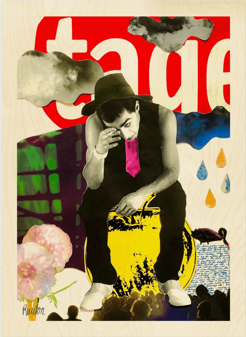 Fotodruck auf stabiler Holzplatte/Collage "Bad Days"/Mehrfarbig/Hochwertiger Druck v.Original/Limitiert/m. Zertifikat/Signiert/in 10 Größen