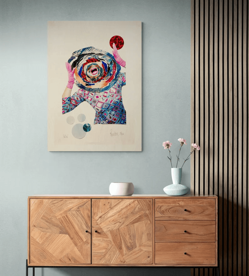 Fotodruck auf stabiler Holzplatte/Collage "Le Cris"/Mehrfarbig/Hochwertiger Druck v.Original/Limitiert/m. Zertifikat/Signiert/in 5 Größen