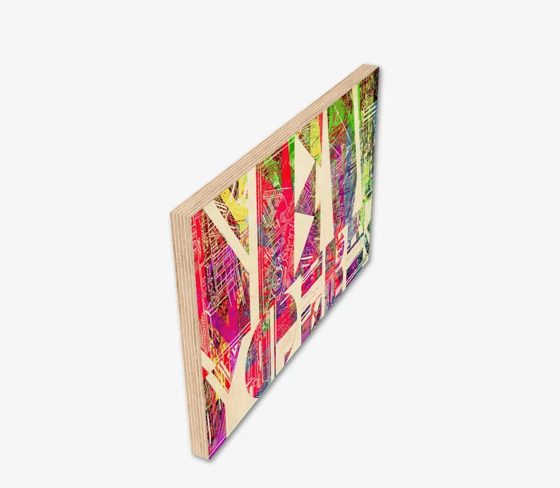 Fotodruck auf stabiler Holzplatte/New York Plakat/Mehrfarbig/Hochwertiger Druck v.Original/Limitiert/m. Zertifikat/Signiert/in 10 Größen