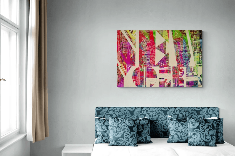 Fotodruck auf stabiler Holzplatte/New York Plakat/Mehrfarbig/Hochwertiger Druck v.Original/Limitiert/m. Zertifikat/Signiert/in 10 Größen