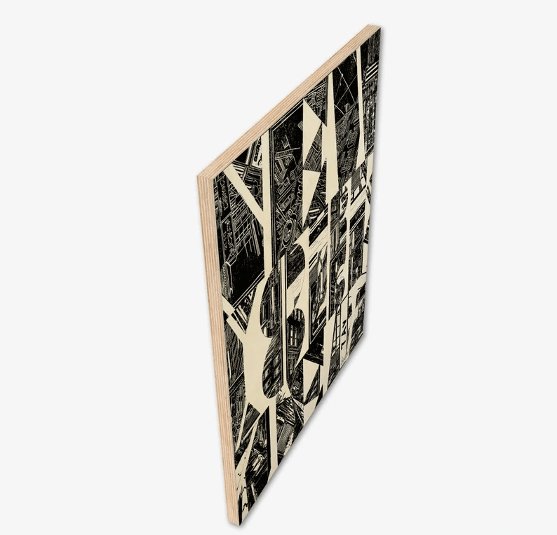 Fotodruck auf stabiler Holzplatte/New York Plakat/Schwarz/Hochwertiger Druck v.Original/Limitiert/m. Zertifikat/Signiert/in 10 Größen