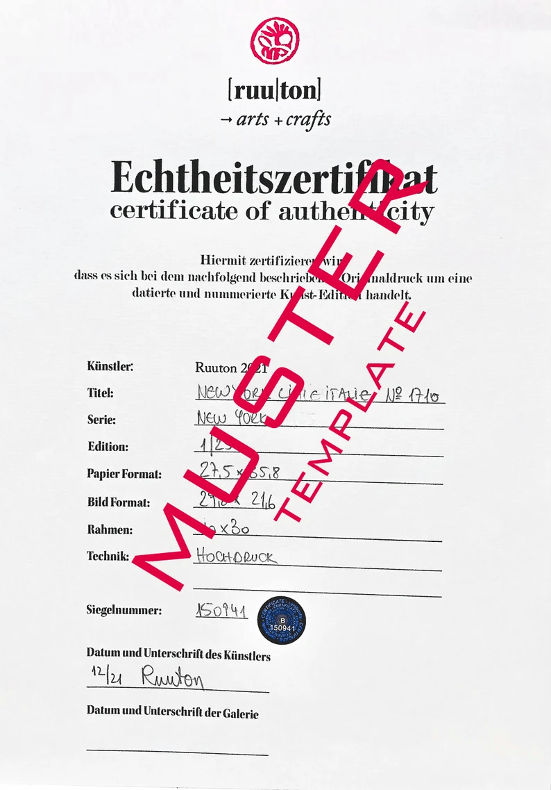 Fotodruck auf stabiler Holzplatte/New York Plakat/Schwarz/Hochwertiger Druck v.Original/Limitiert/m. Zertifikat/Signiert/in 10 Größen