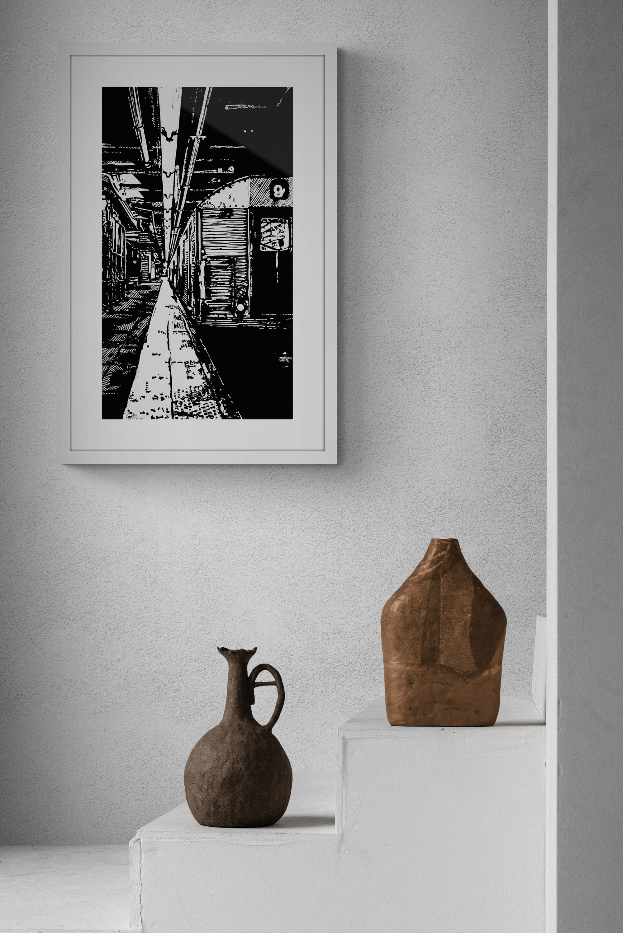 Subway NY-Tunnel / Original Holzdruck auf Bütten / Schwarz/ Zertifikat handsigniert vom Künstler/ Limitiert