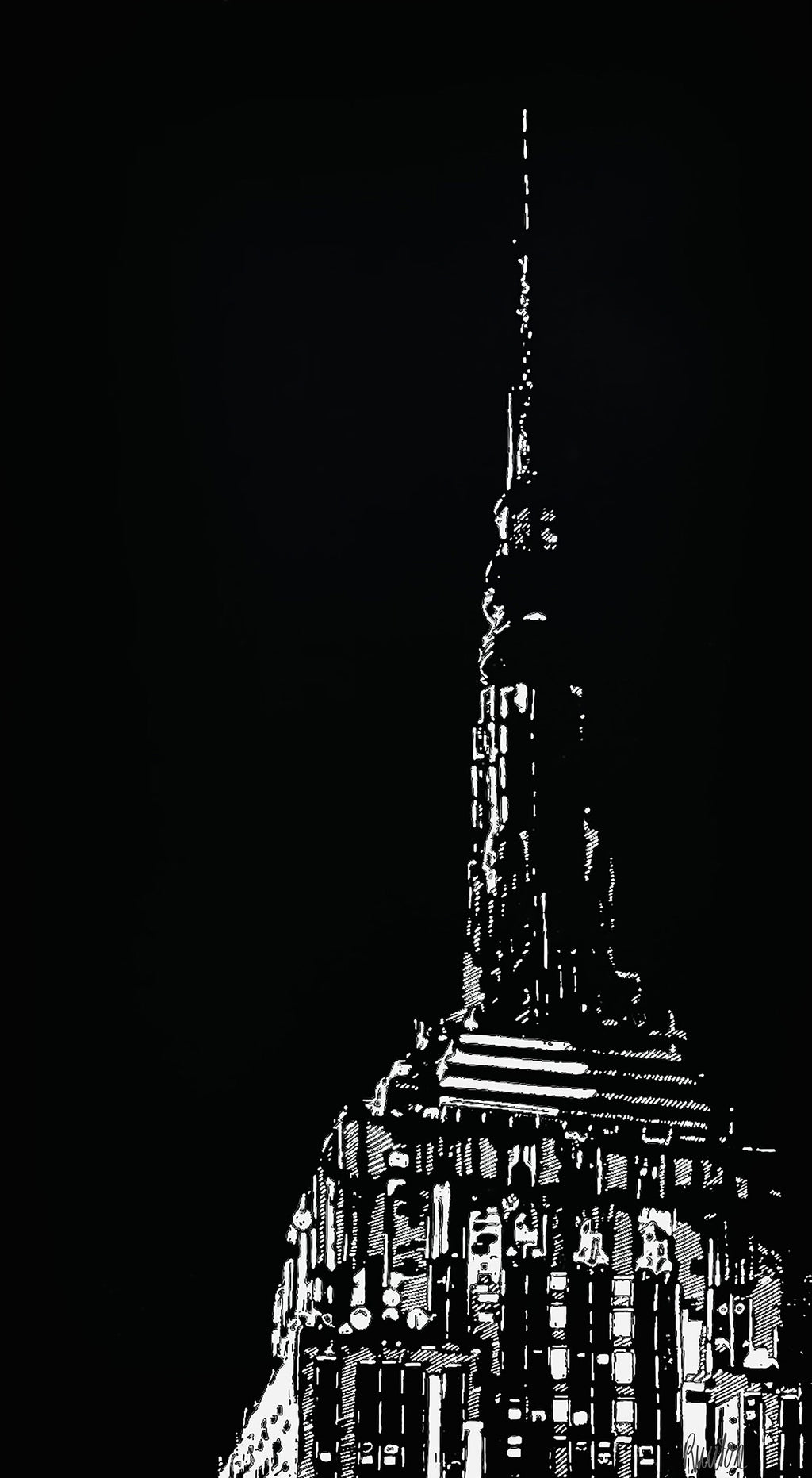 New York City Empire State Building als Original in hochwertiger Druckqualität - ein absolutes Highlight für New York Fans! Druck in Carbon-Black auf Zerkall oder hochwertigem reinweißem Bütten Papier, vom Künstler signiert und zertifiziert.