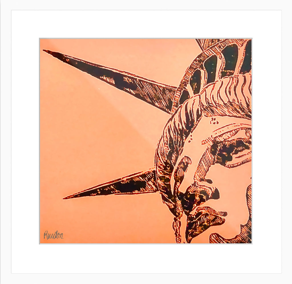 Kopie von Kopie von New York City Ausschnitt der berühmten "Lady Liberty" der Freiheitsstatue als Original in hochwertigem Druck - ein absolutes Highlight für New York Fans! 2 Farben-Druck, Schwarz, Light-Ocker, vom Künstler signiert und zertifiziert