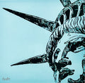 Kopie von New York City Ausschnitt der berühmten "Lady Liberty" der Freiheitsstatue als Original in hochwertigem Druck - ein absolutes Highlight für New York Fans! 2 Farben-Druck, Schwarz, Blau-Türkies, vom Künstler signiert und zertifiziert