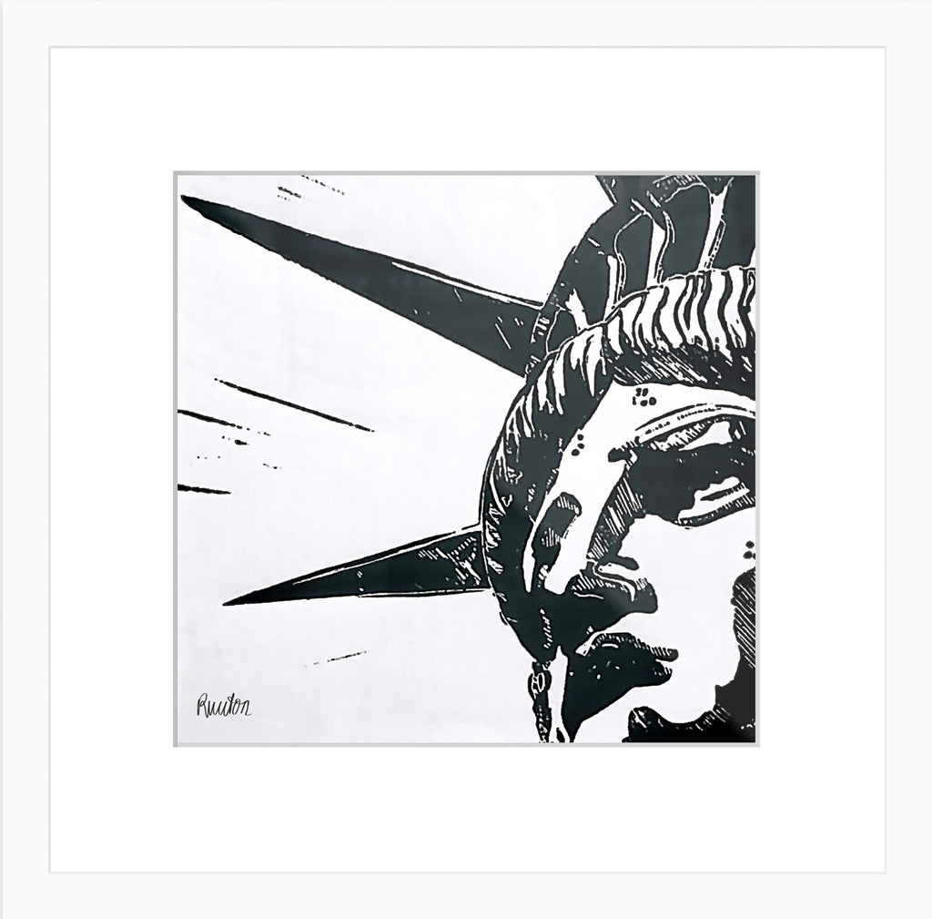 New York City Ausschnitt der berühmten "Lady Liberty" der Freiheitsstatue als Original in hochwertigem Druck - ein absolutes Highlight für New York Fans! Farb-Druck, Carbon-Black, vom Künstler signiert und zertifiziert