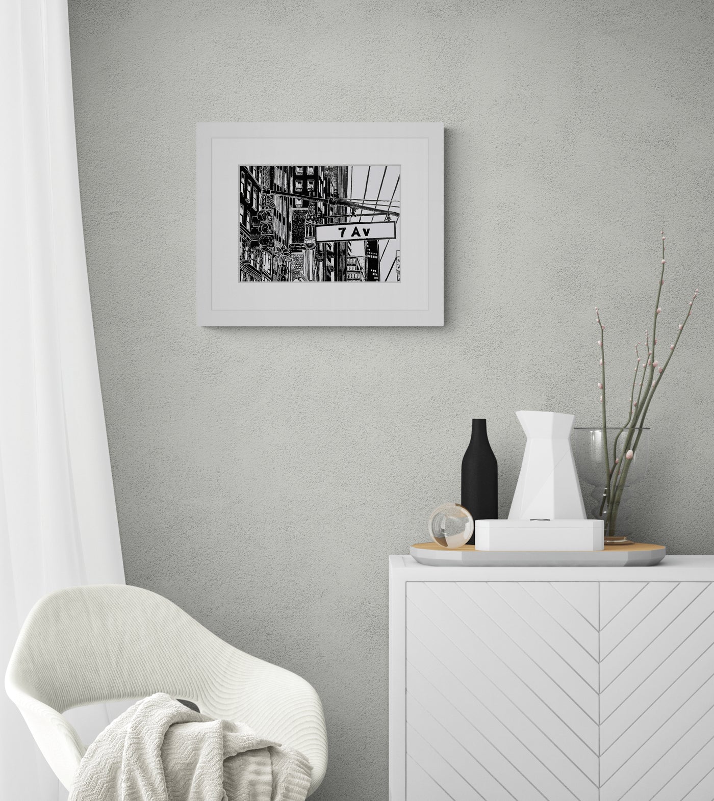 New York City Ausschnitt der 7th Avenue als Original in hochwertiger Druckqualität - ein absolutes Highlight für New York Fans! Schwarzfarbener Druck auf Zerkall hingeschöpftem Papier inkl. Wasserzeichen, vom Künstler signiert und Zertifiziert.